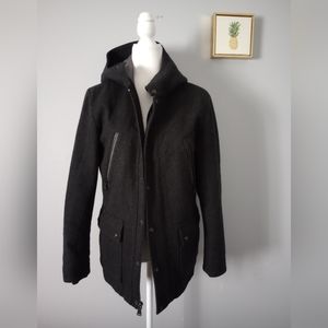 Express Tech Jacket Women gray warm size XS/TP Hoodie Wool Blend Winter coat